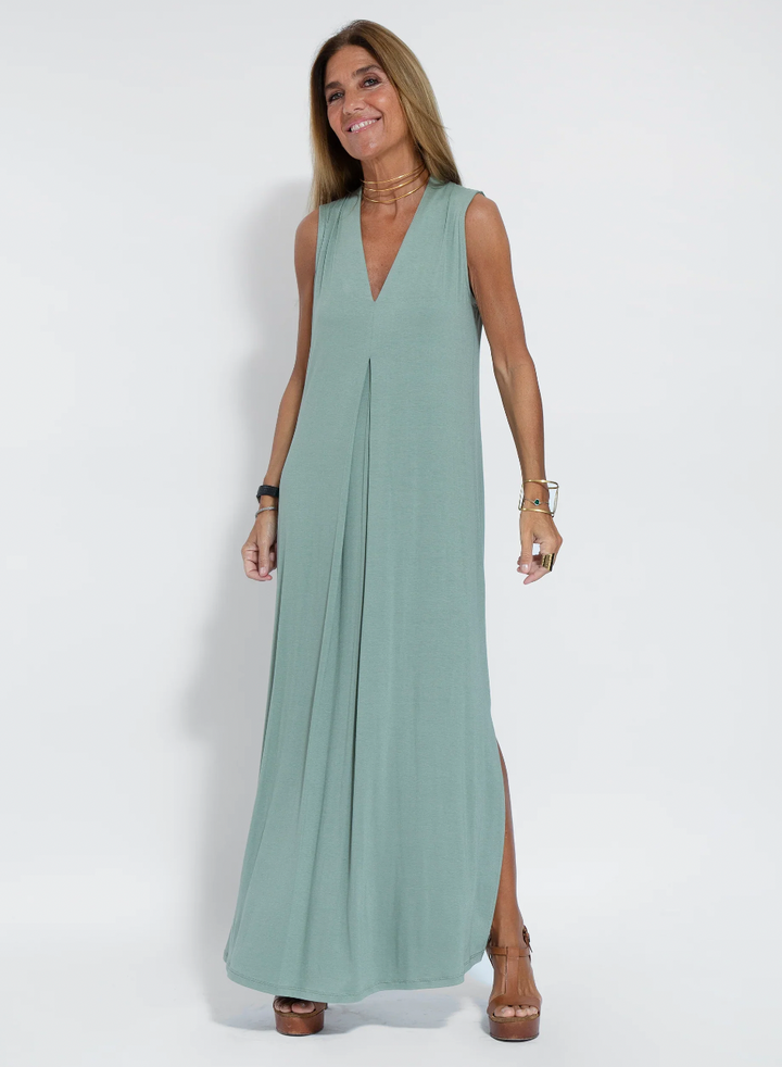 Two-piece Slimming Women's Dress with Vest – Loreen-Blue with vest-S-Nora Luxe