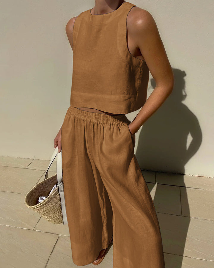 Two-piece women's outfit with skirt & top – Stylish & versatile – Narela-Khaki-S-Nora Luxe