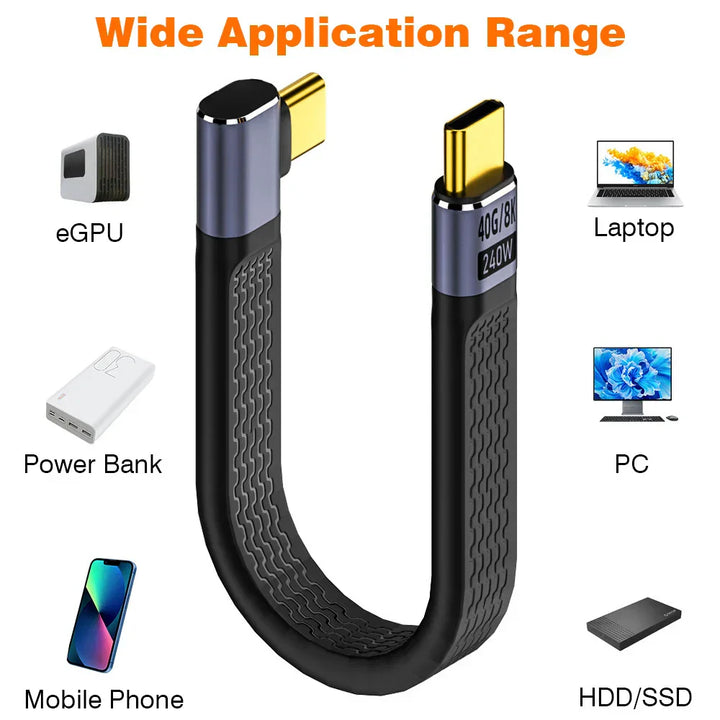 USB4 Elbow Connector Cable – 40Gbps, 240W PD & 8K Video Output (Buy 1, Take 1 FREE)-240W 40Gbps FPC U-State of Style