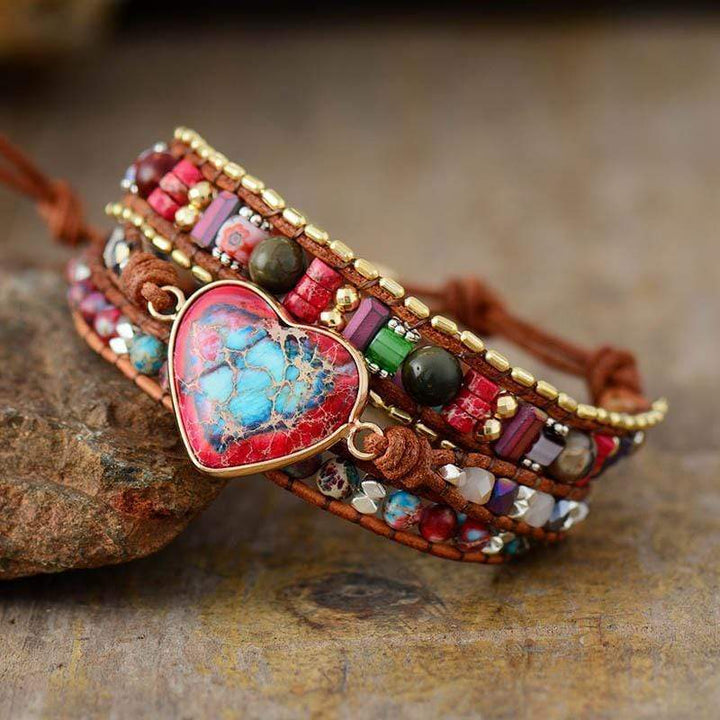 Vibrant Heart Jasper Wrap Bracelet - Elyra-Nora Luxe