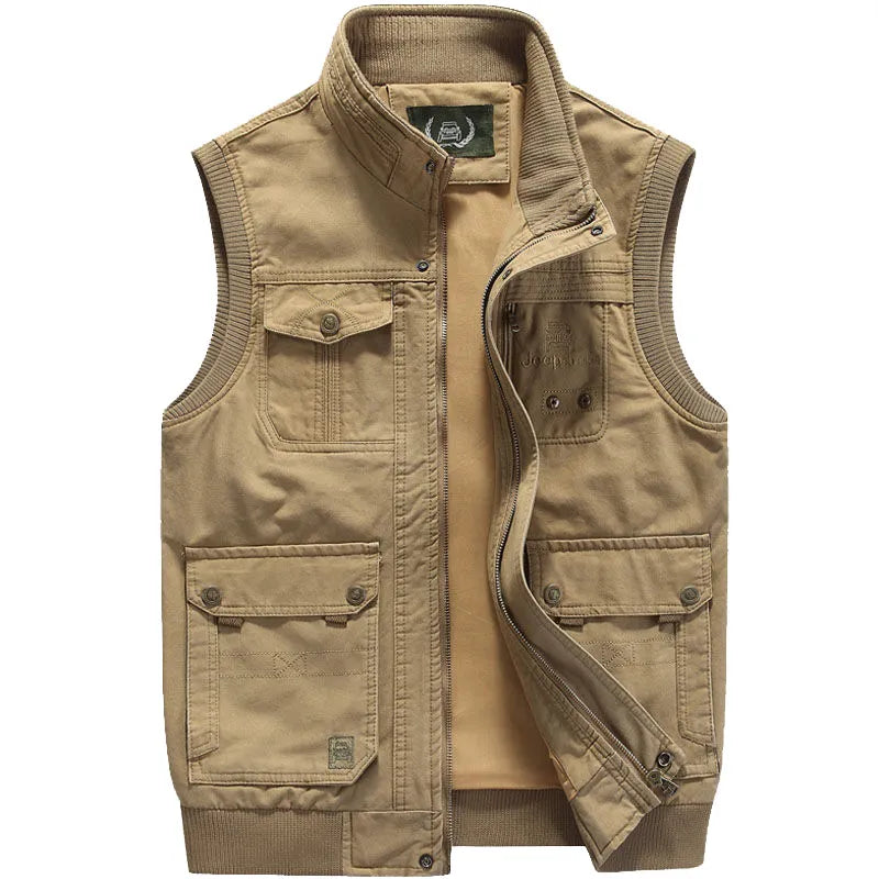 Vintage outdoor vest with practical pockets for men – Elias-Khaki-XS-Nora Luxe