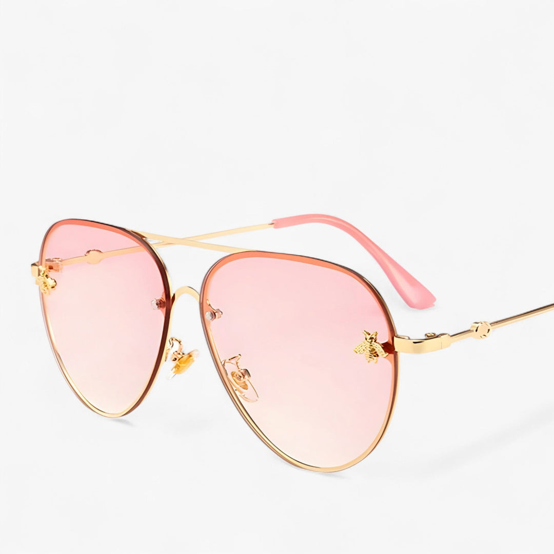 Vintage pilot sunglasses with bee detail – Halcyon-Gold Silver-Nora Luxe