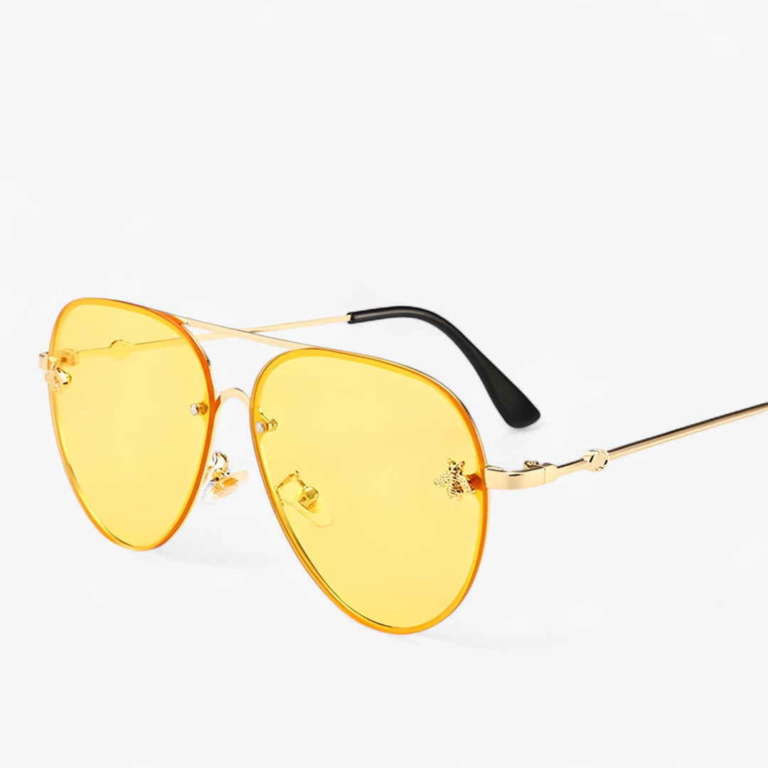 Vintage pilot sunglasses with bee detail – Halcyon-Gold Silver-Nora Luxe
