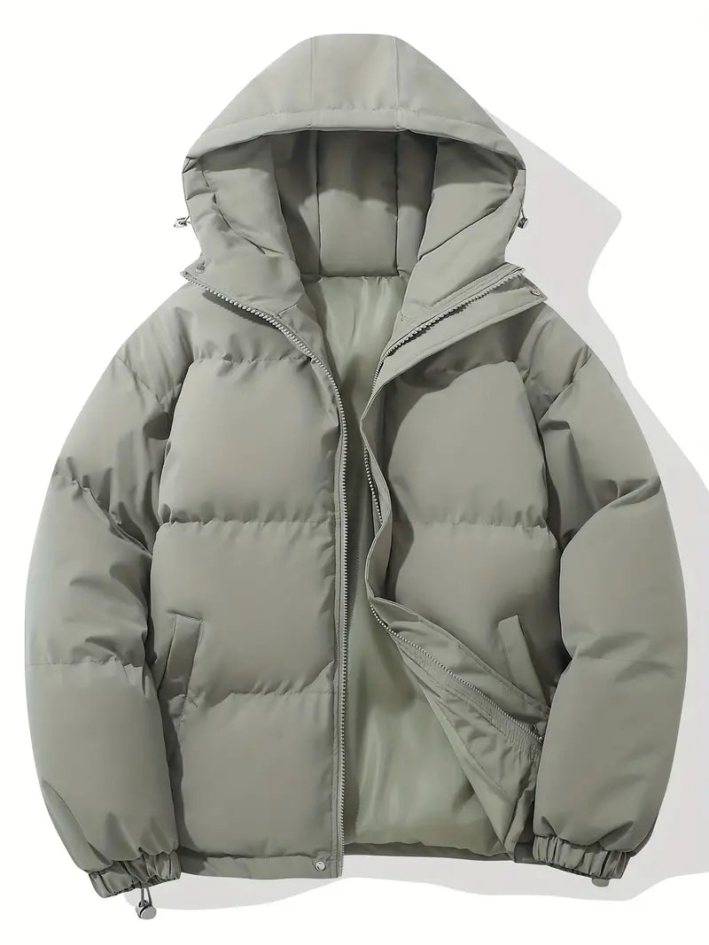 Warm Ladies Jacket with Hood - Aurelia-Light gray-M-Nora Luxe
