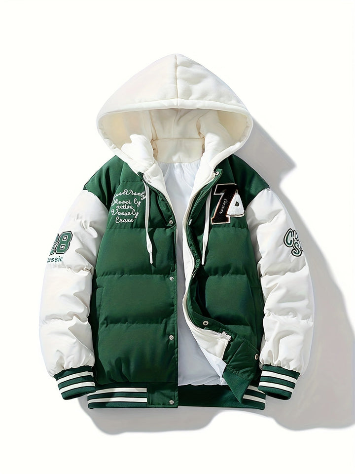 Warm Men's Puffer Jacket with Hood - Emmett-Green-XS-Nora Luxe