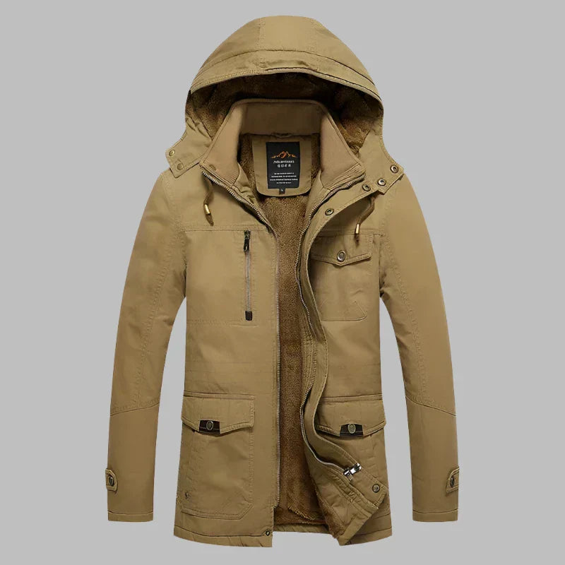 Warm Waterproof Men's Winter Jacket - ArcticShield-Khaki-L-Nora Luxe