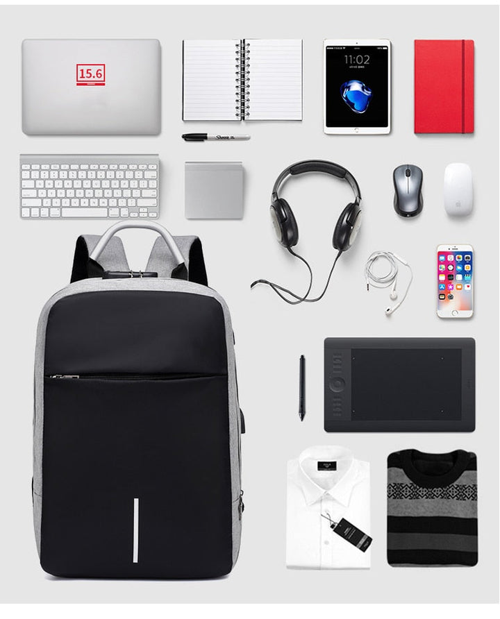 Water-Resistant Anti-Theft Backpack with USB Charging Port – SafeCarry
