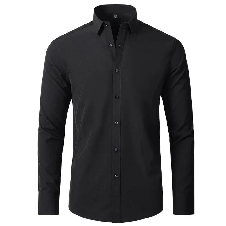 Wrinkle-Free Comfort Shirt | Stylish and Crease-Free - Lorenzo-Black-38-Nora Luxe